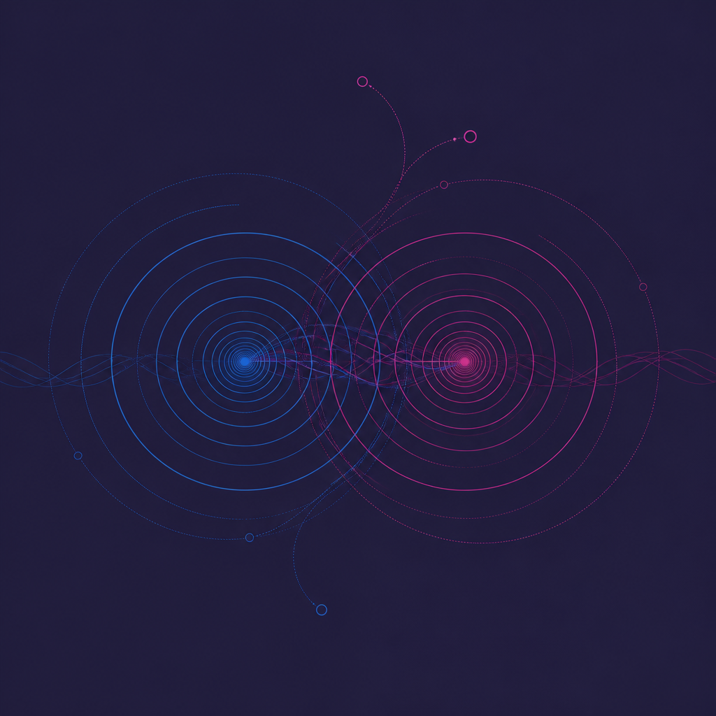 Abstract brand-styled graphic representing conversational voice AI